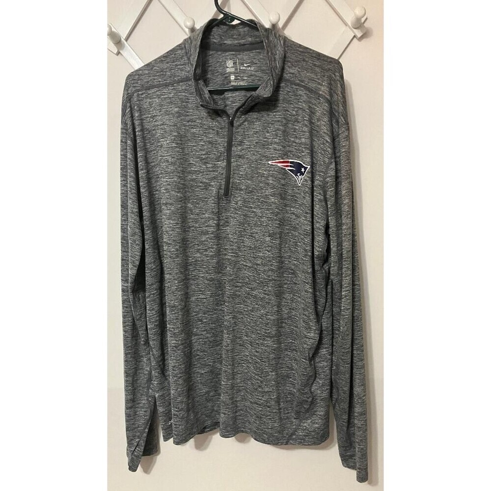 Nike Dri-Fit New England Patriots 1/4 Zip Sweatshirt Mens XXL Gray Heather‎